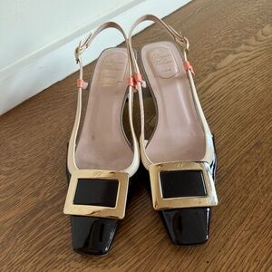 Roger Vivier Belle Vivier 45 patent leather slingback pumps size 40
